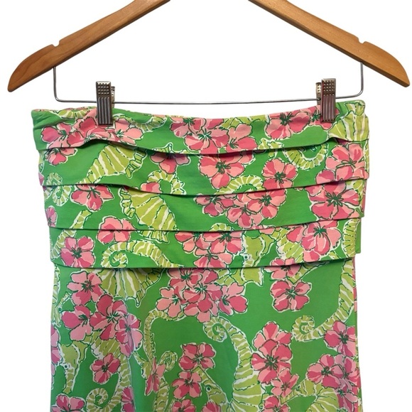 Lilly Pulitzer Floral Green & Pink Strapless Dress Style 8723 Womens size Medium - Picture 4 of 13